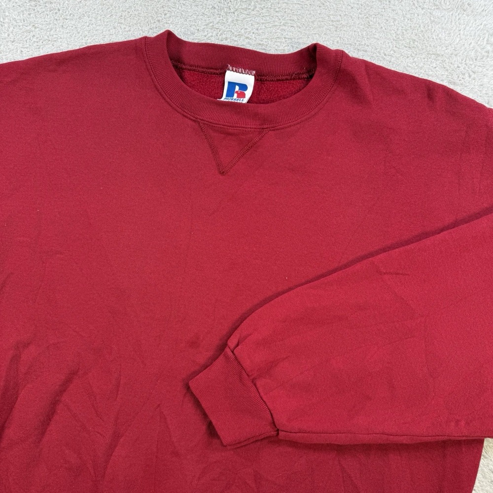 Vintage Russell Athletic Sweatshirt Mens Large Red Fleece Crewneck Pullover